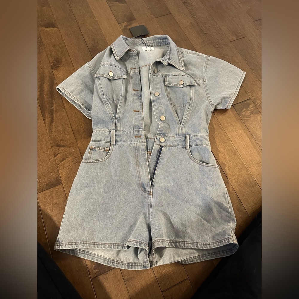 Super Cute Denim Romper NEVER WORN WITH TAGS